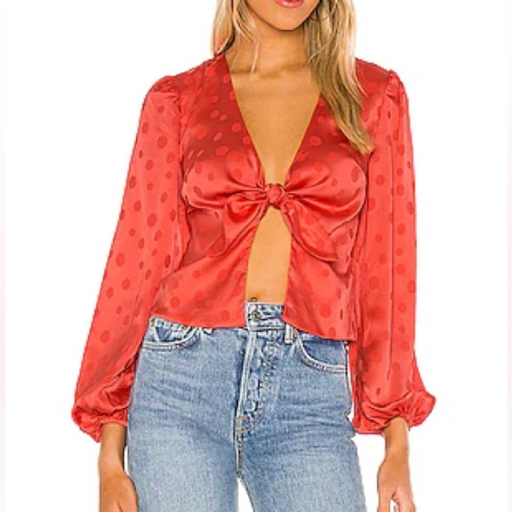 Privacy Please Rosaline Top in Hot Coral | Revolve | Size Small